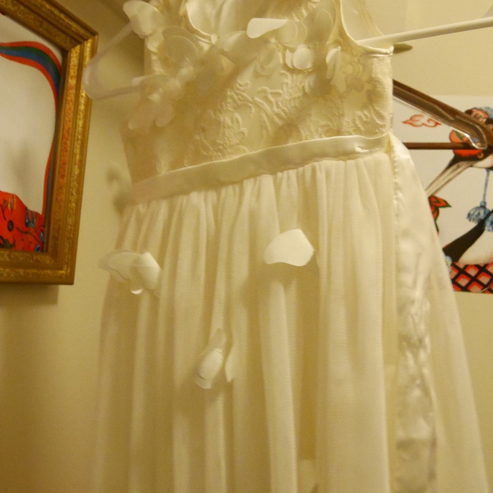Flower girl set (dress+fluffy vest+shoes)